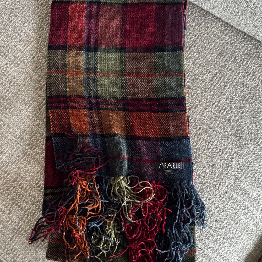 Searle Vibrant Plaid scarf - Gently Used - 6’ long - 10” wide